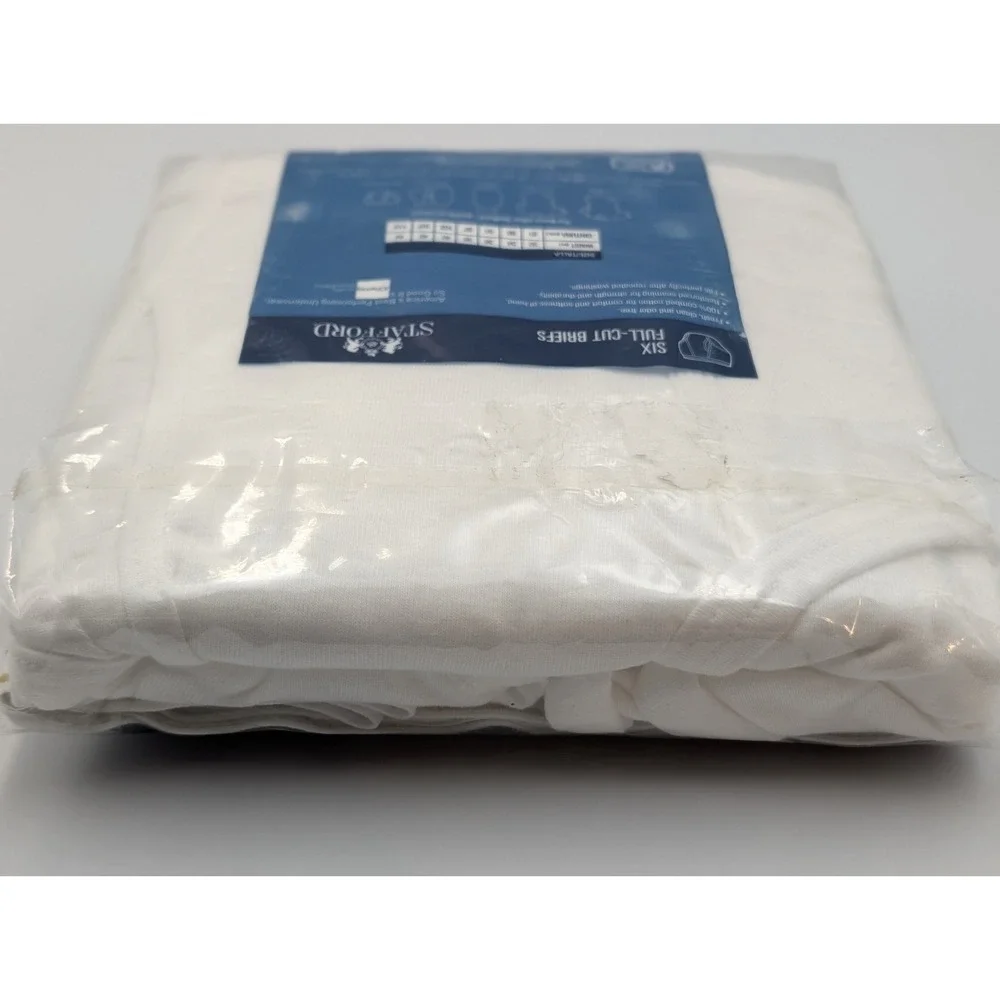 NEW Vtg Stafford Comfort Collection (6-Pack) Men's Full Cut Briefs Size 38 White